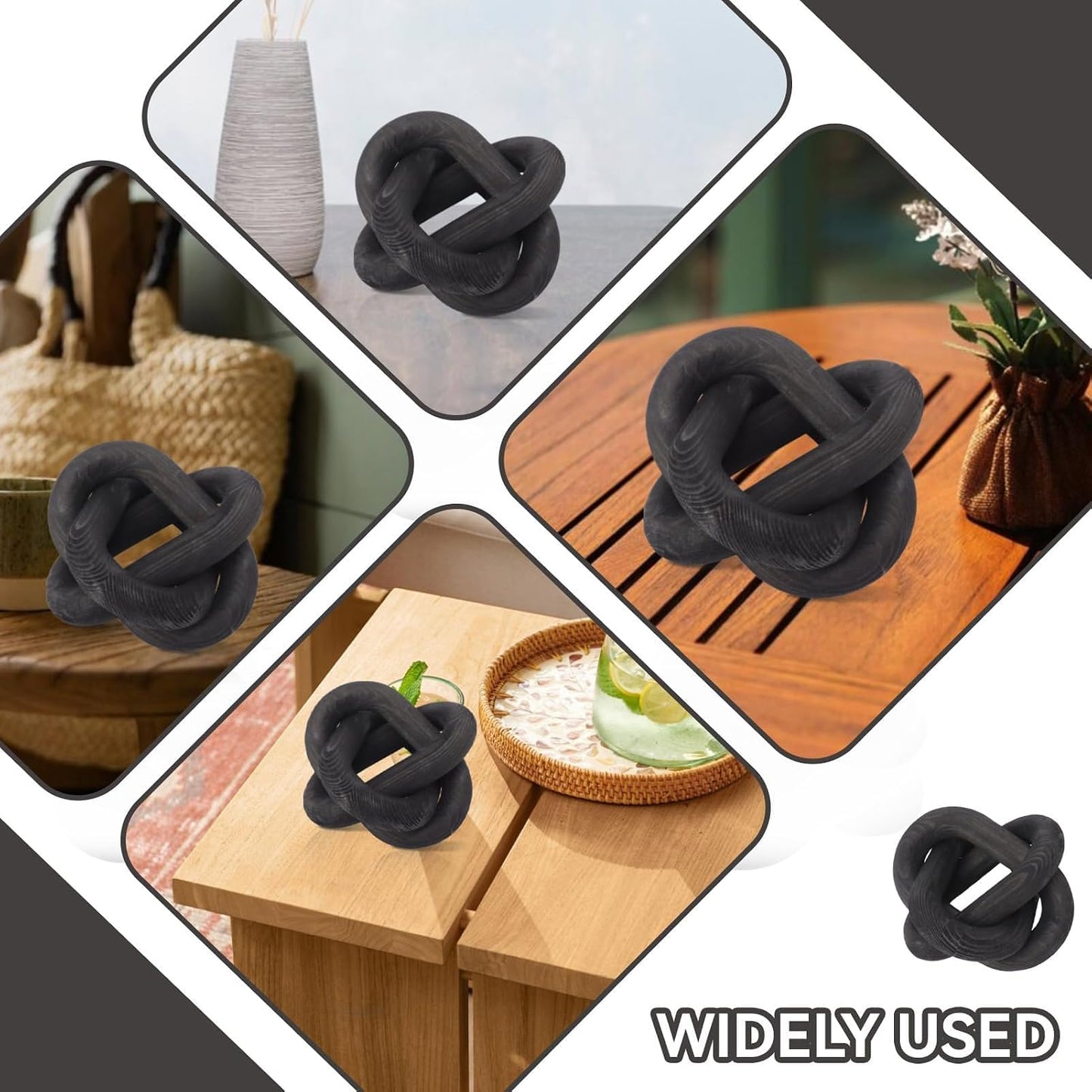 3 Link Decor Wood Knot Wooden Chain Link Decorations Hand Carved Decorative Wooden Knot for Coffee