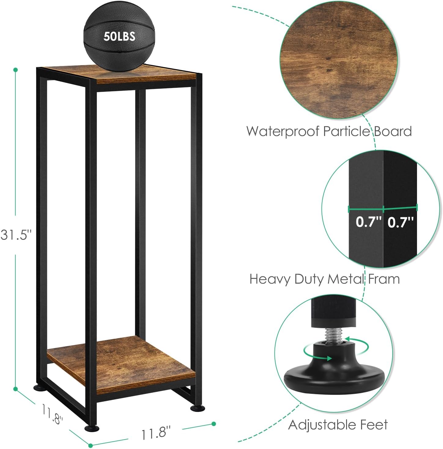 Lilybud--lily Plant Stand Indoor, 31.5'' Tall Wood Plant Stands Heavy Duty | 2 Tier Pedestal Stand for Indoor Outdoor