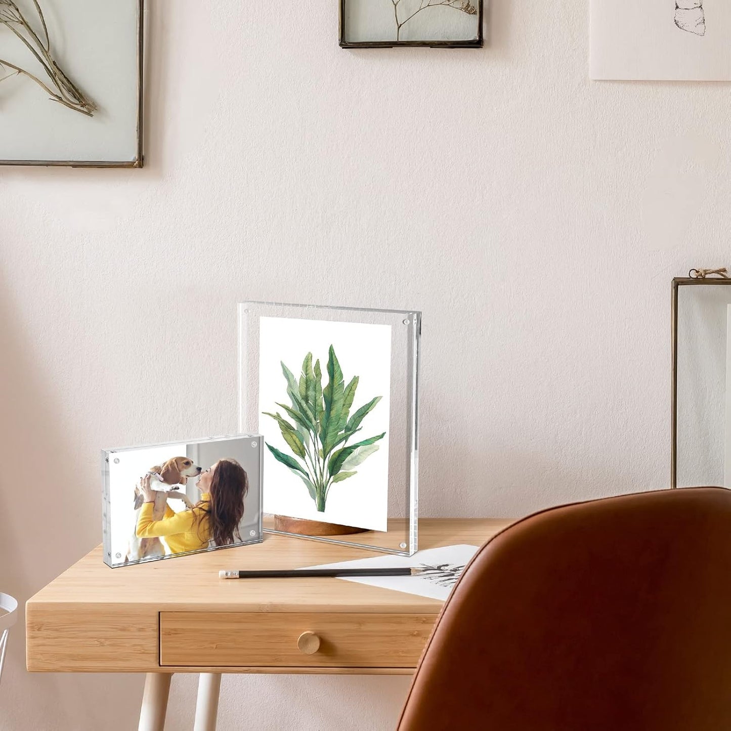 SYNTRIFIC 8x10 Acrylic Frames 5 Pack Clear Lucite Picture Frame Magnetic | Clear Lucite Frames, Stand on Desk