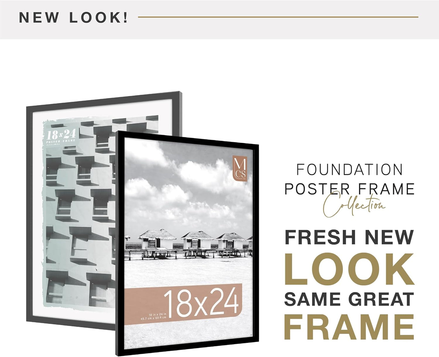 MCS Foundation Poster Frame, 18x24, Black Traditional, 1-Pack | Foundation Collection Poster Frame For Photos & Art