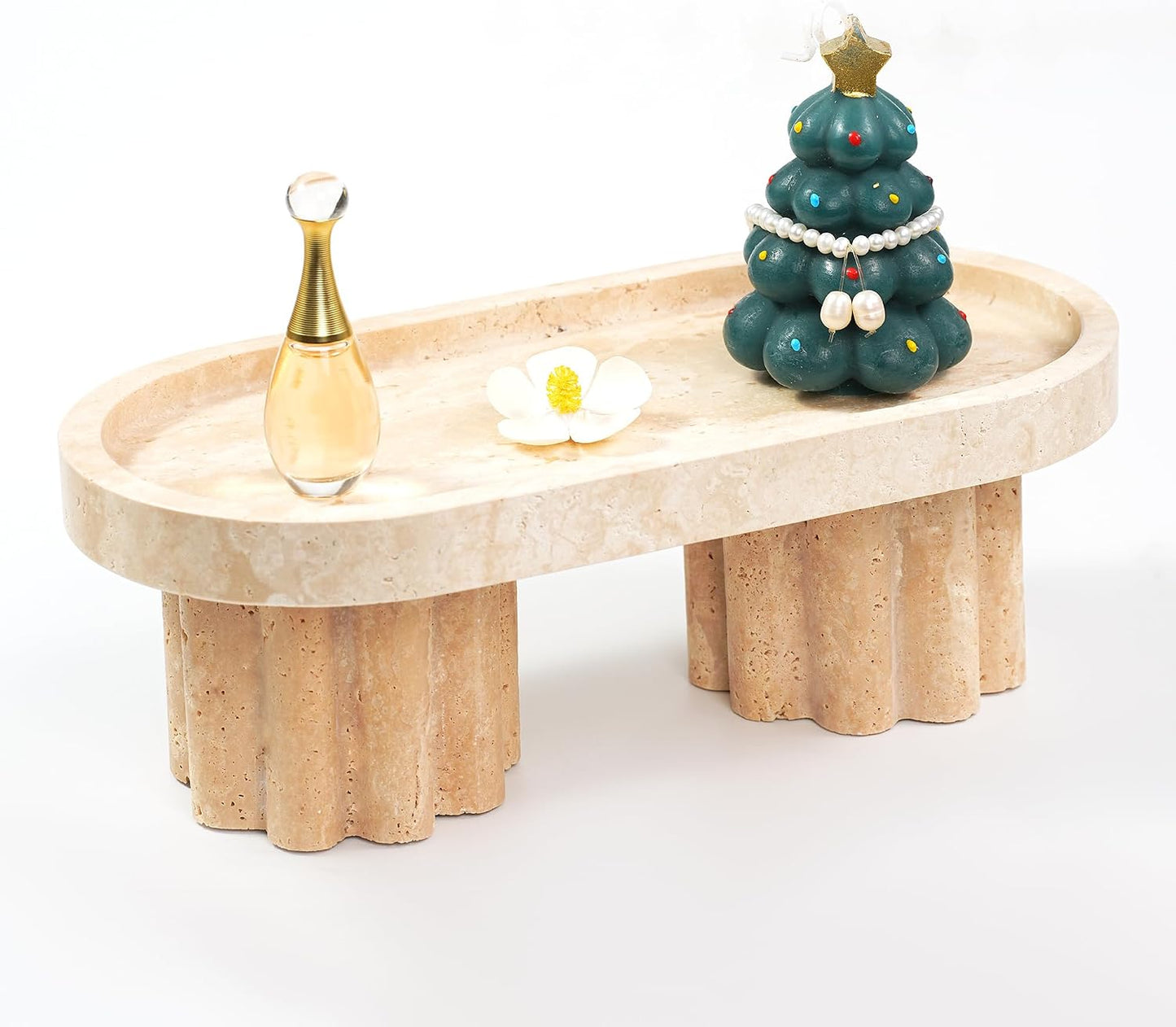 Travertine Marble Perfume Tray / 2leg-travertine