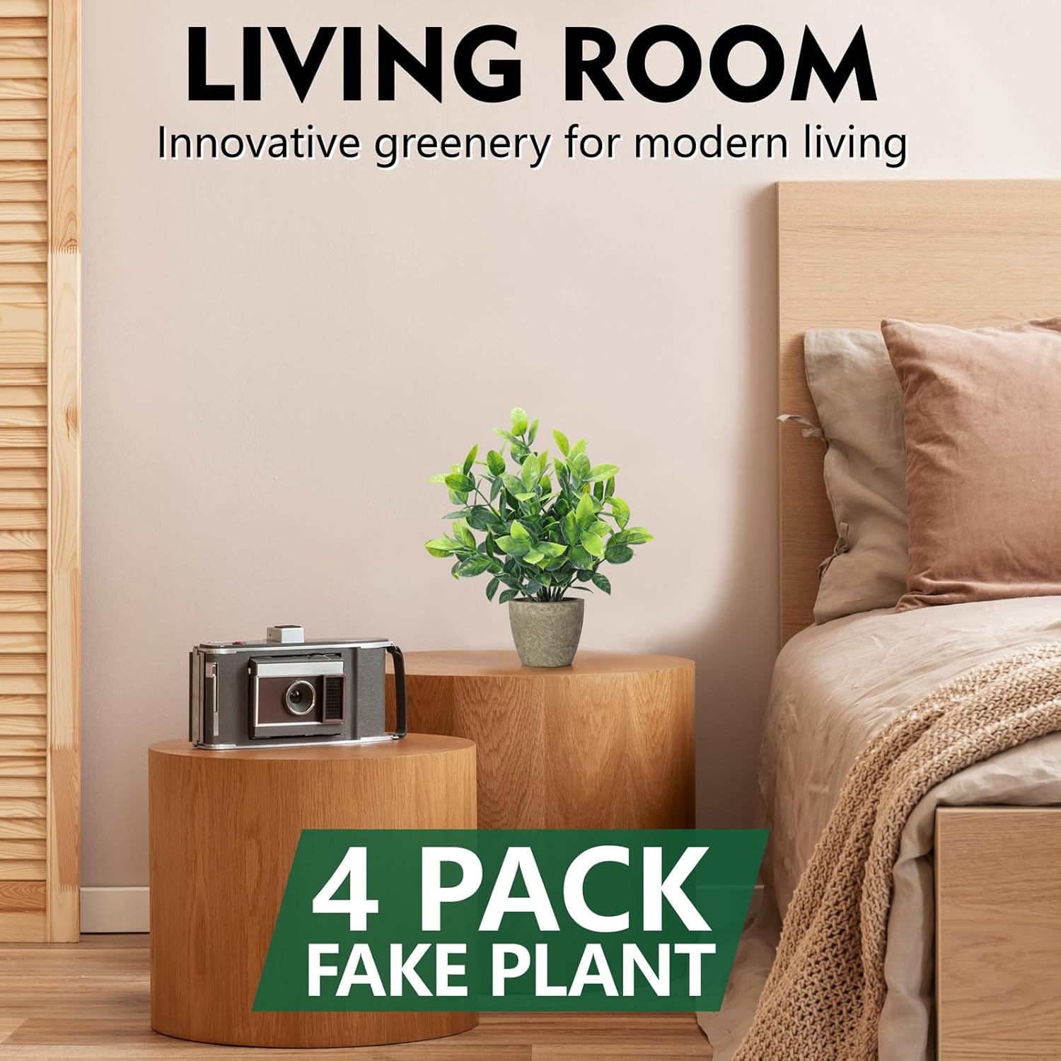 Fake Plants Ceramic Mini Artificial Greenery Potted Plants / Grey / Set of 4