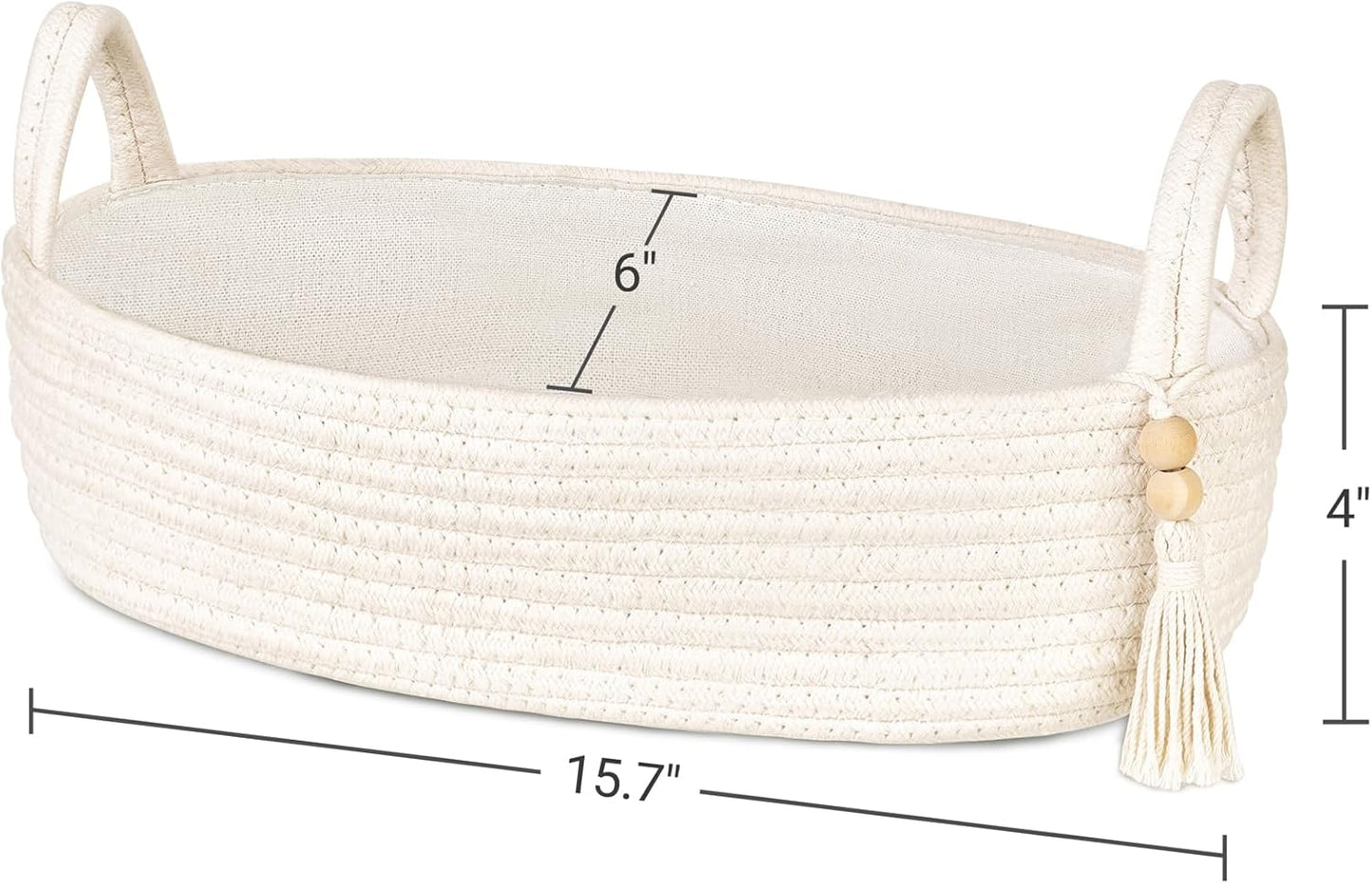 Small Storage Basket for Toilet Tank Top Boho Bathroom Decor Woven Rope Toilet / White / Medium