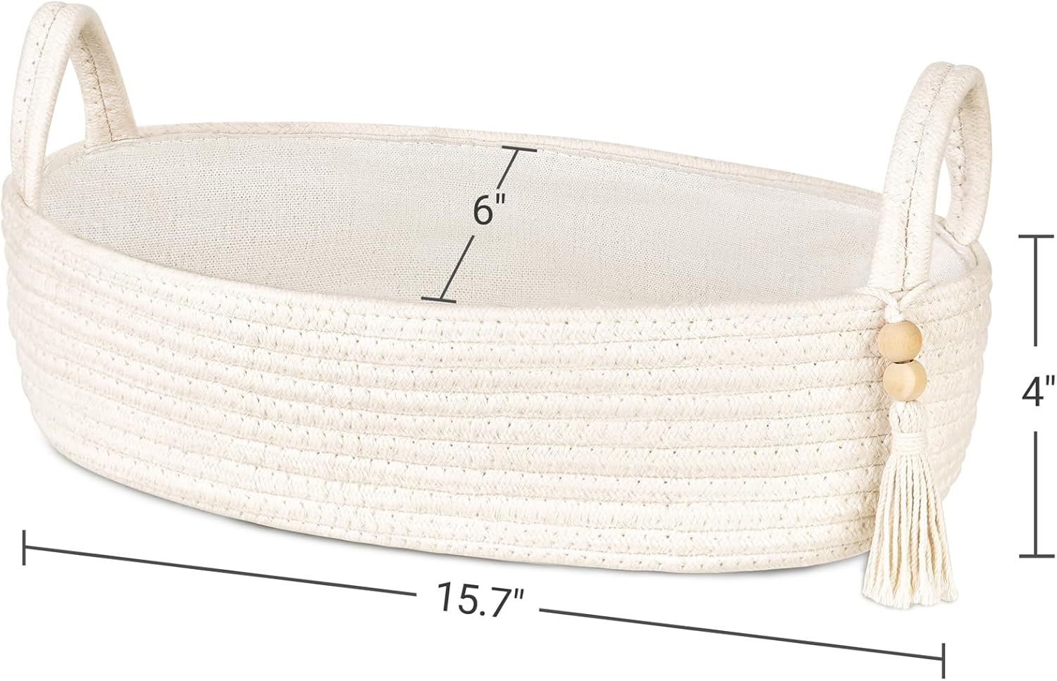 Small Storage Basket for Toilet Tank Top Boho Bathroom Decor Woven Rope Toilet / White / Medium