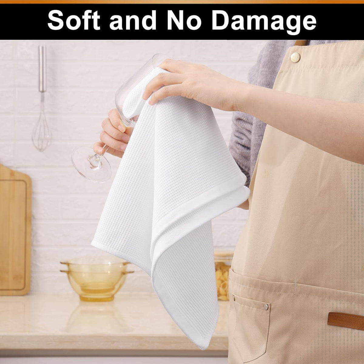 Homaxy 100% Cotton Waffle Weave Kitchen Towels, 12 Pack, White | Soft and Absorbent Dish Towels, 16 x 26 Inches Quick