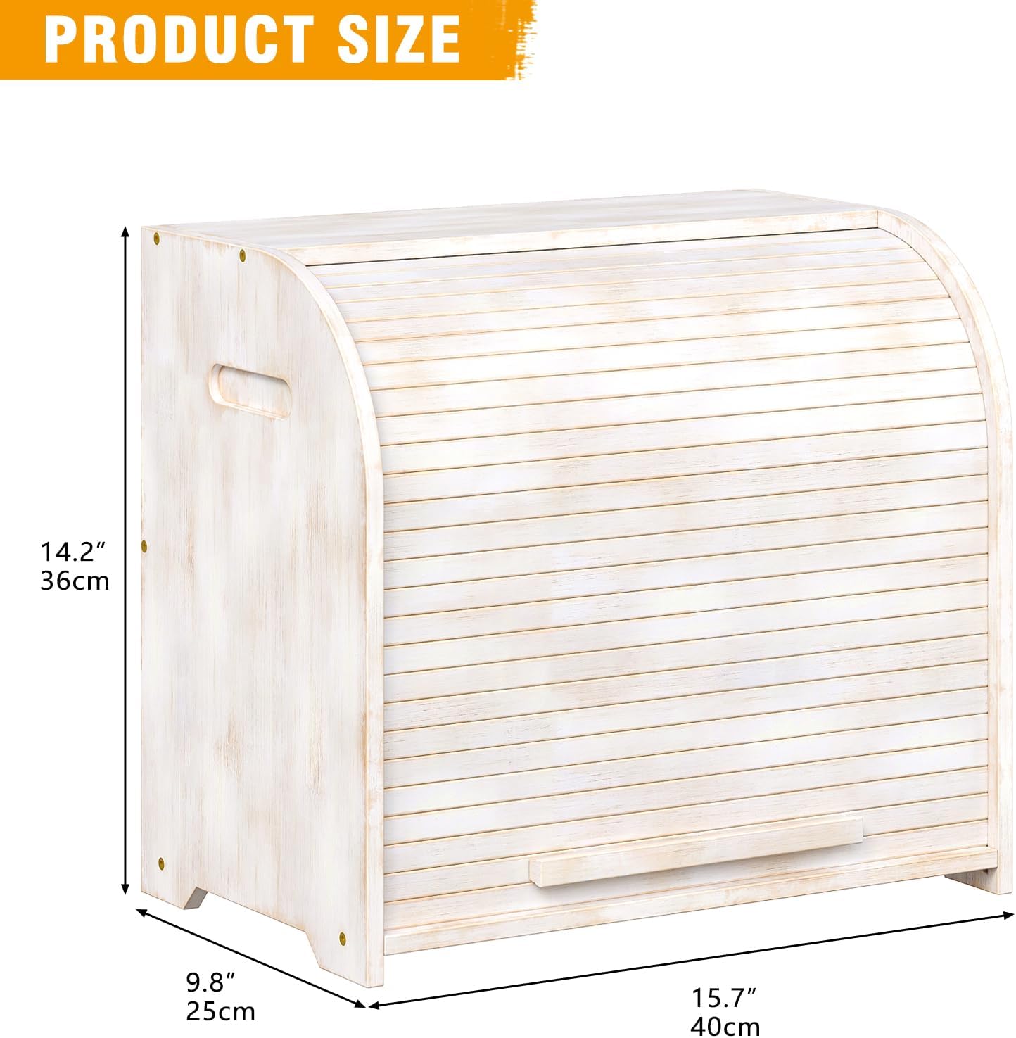 Trironsun Bamboo Roll Top Bread Box for Kitchen Countertop Large Capacity Bread Storage Bin 2 Layer Wooden Bread