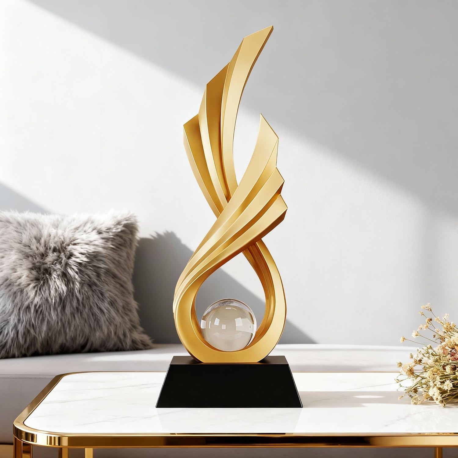 Modern Abstract Art Statue / Gold