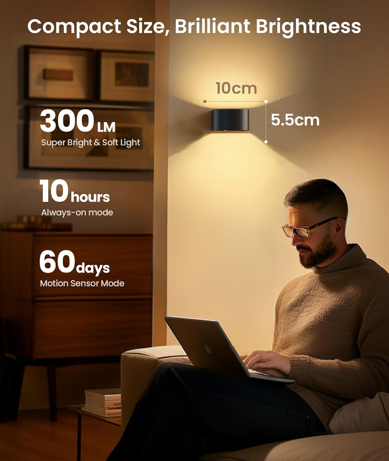 FULEN Motion Sensor Wall Lights with Remote Control 3 Colors Wireless Wall Lamp LED Indoor Up Down Wall Sconces 5000mAh