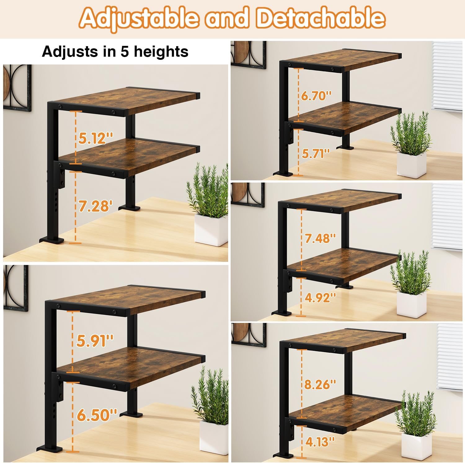 IBUYKE Clamp on Desk Organizer Shelf,Desk Extender Shelves UTMZ007H | 12.9 inches,2-Tier Adjustable Storage Shelves