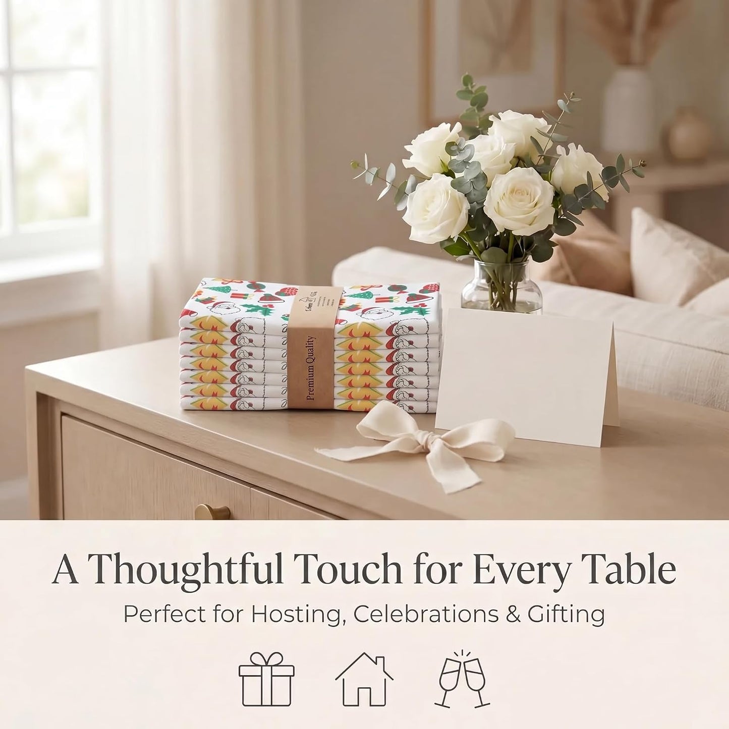 Urban Villa Cloth Napkins Cotton 20x20 (Set of 12) Xmas Print