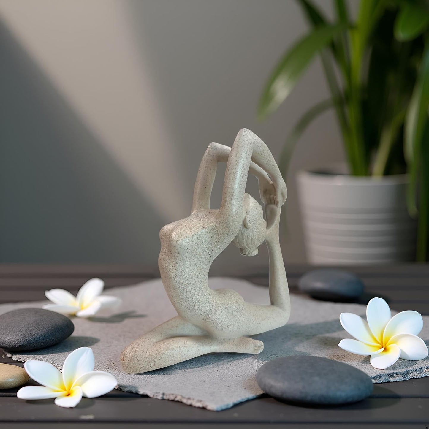 Modern Abstract Yoga Statue / Grayish White