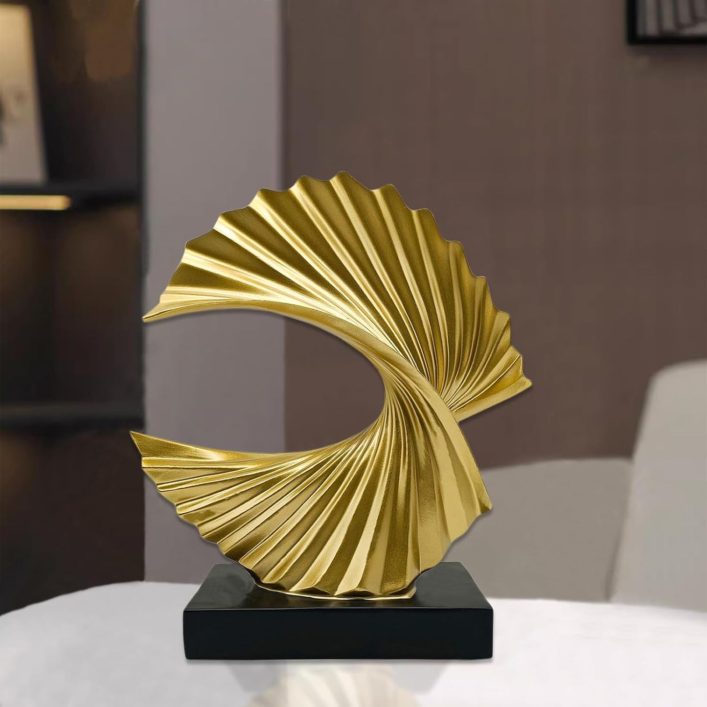 Resin Statue / Modern Abstract Art / Gold / Wave Statue
