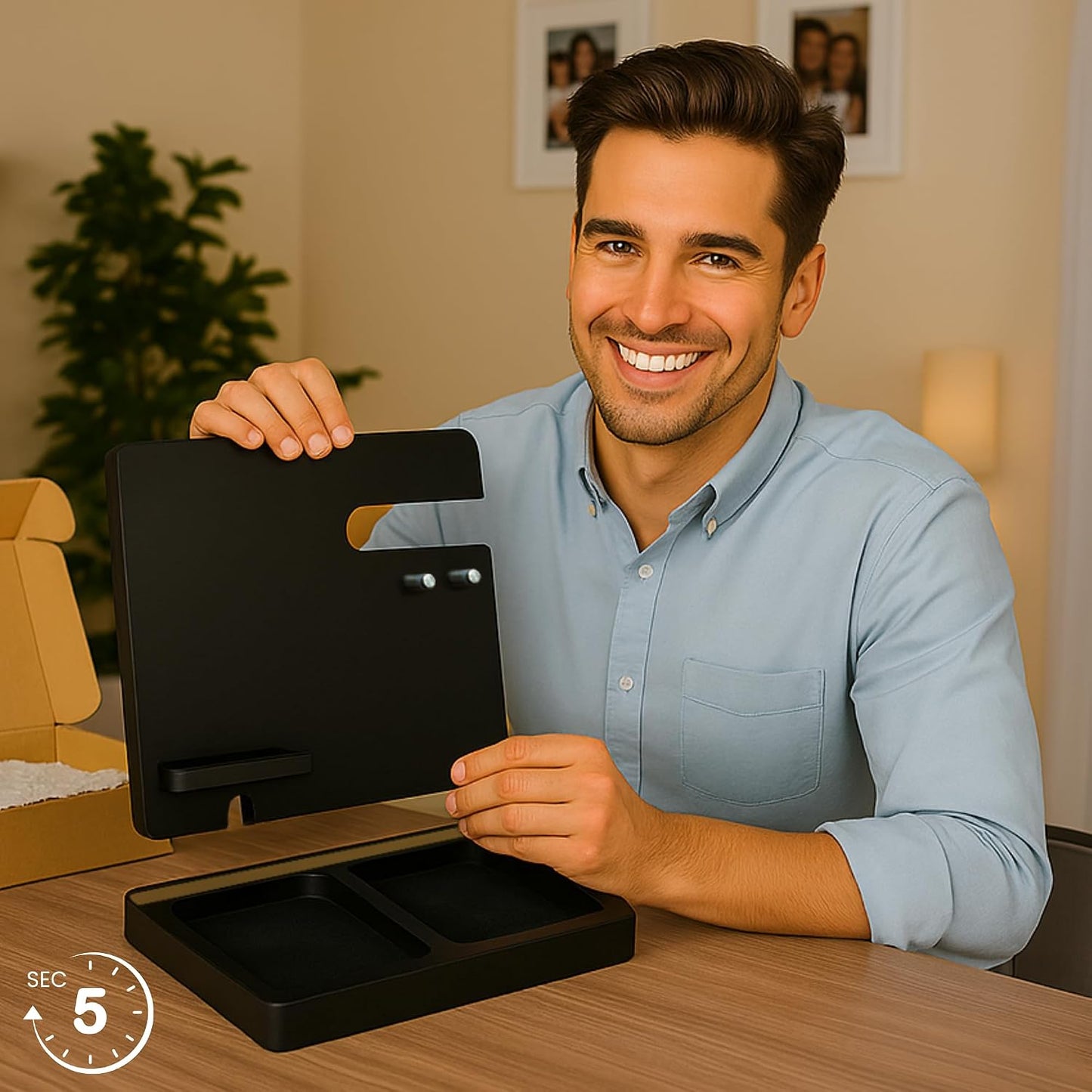 Namore Nightstand Organizer for Men – Wood Phone Docking Station & Bedside Valet Tray Organizer for Wallet, Watch &