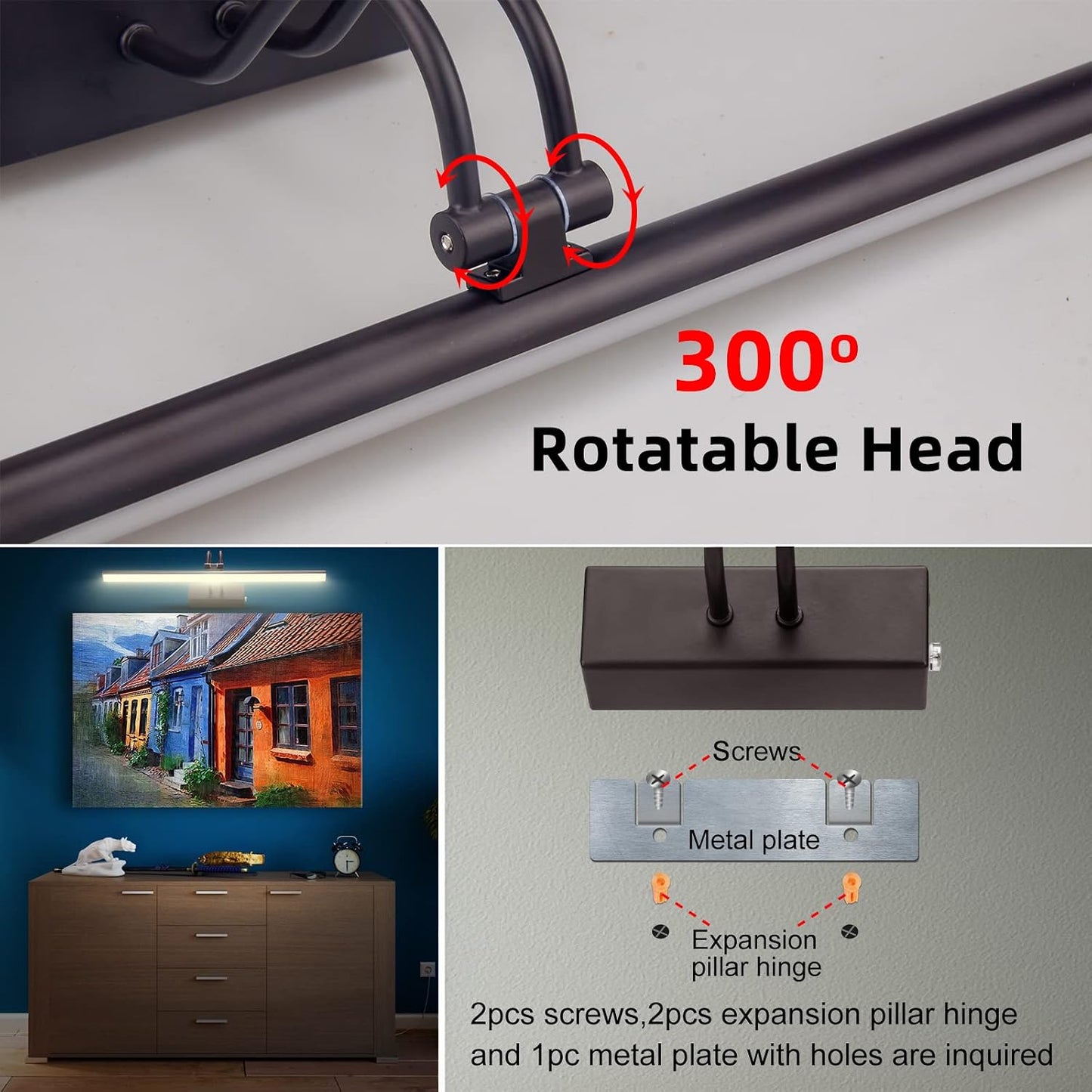 Picture Light for Wall,5000mAh Wireless Wall Light,16" Art Light,Bronze | Rechargeable Photo Lights,Remote Timer and