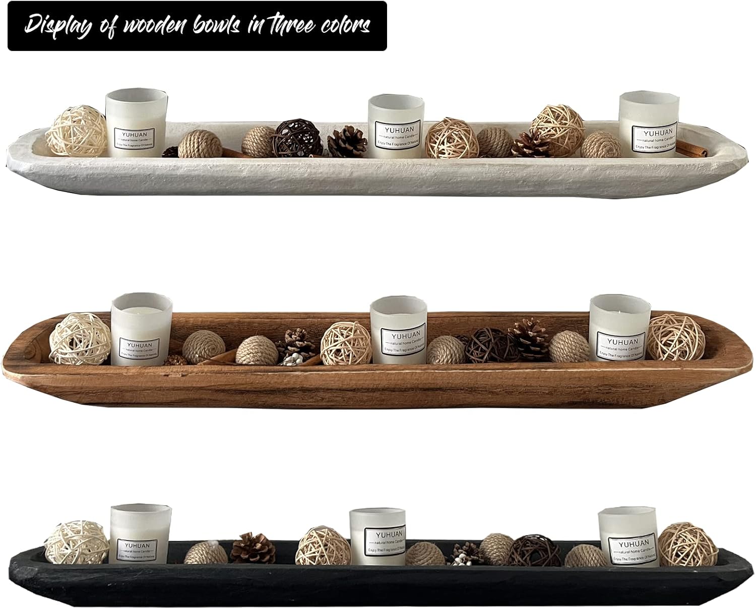 Wooden Dough Bowl Decor / 30inch Black