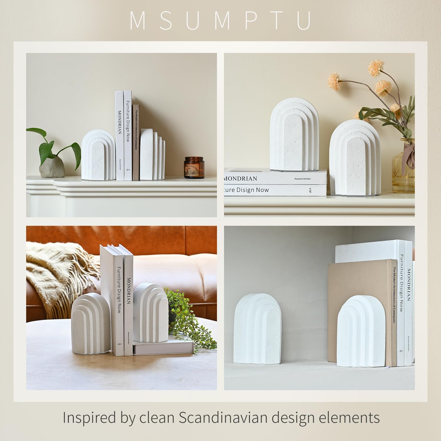 Decorative Bookends / Book Ends for Heavy Books / White / Set of 2
