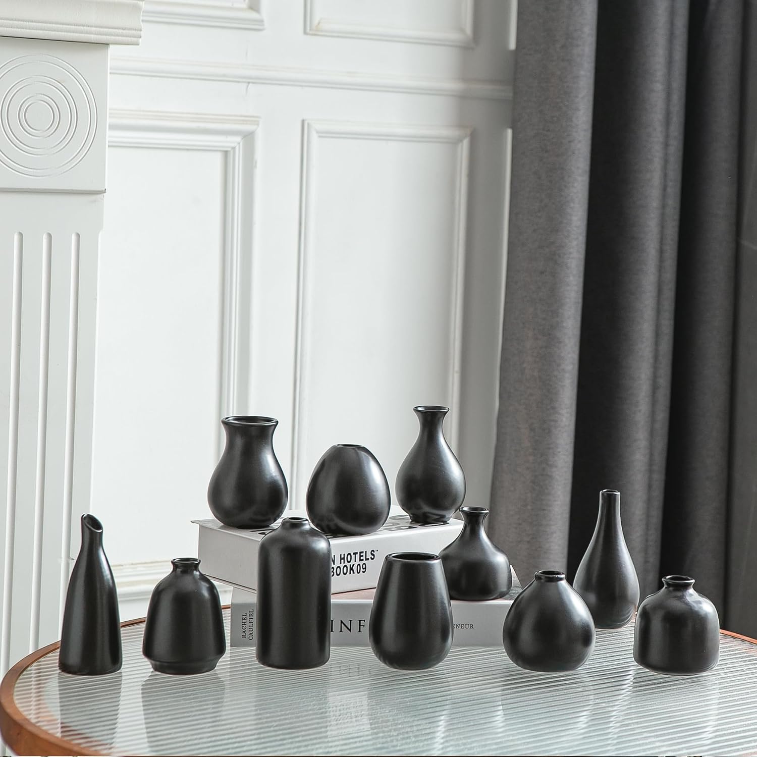 Small Ceramic Vase / Black / Set of 11