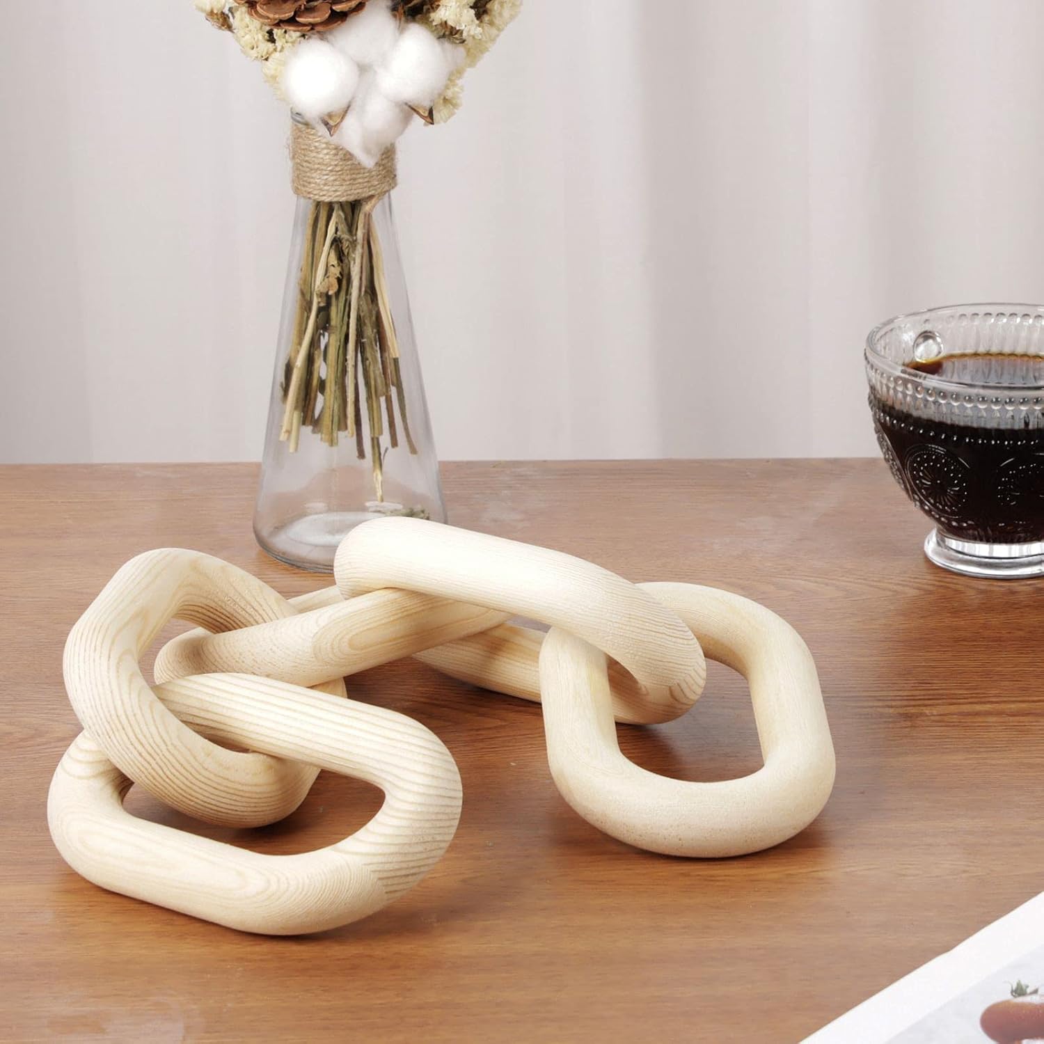 Wood Chain Link Decor / Natural-5 / 22"D x 3.9"W