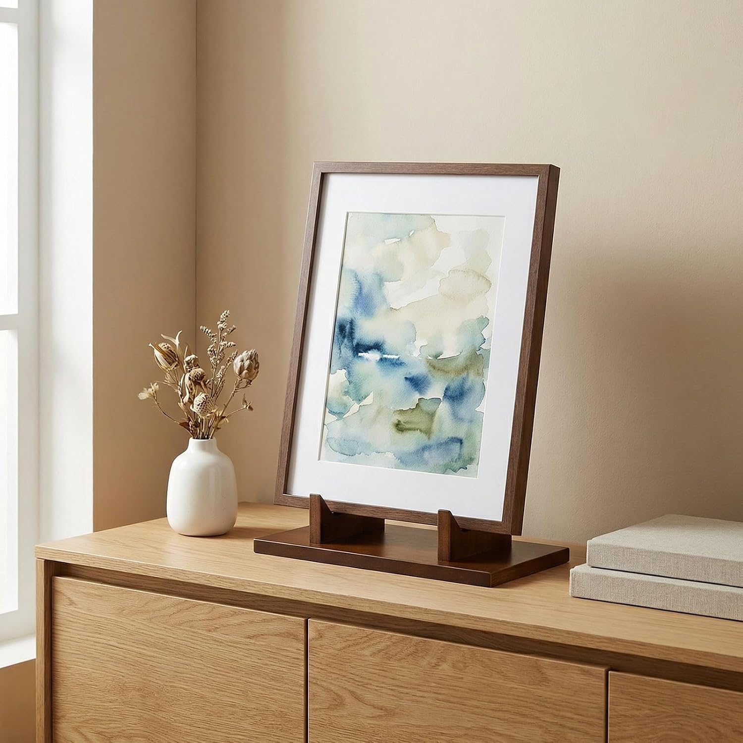 Wood Plate Stand for Display Plate Holder Display Frame Picture Photo Card Tabletop / 7.8 Inch
