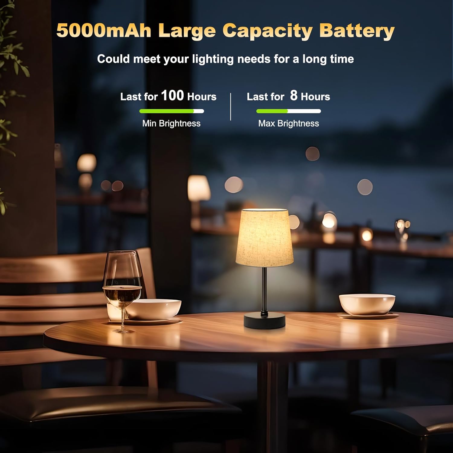 Wowag Small Cordless Table Lamp,5000mAh Rechargeable Battery Operated Desk Lamp,3 Colors & 7 RGB Stepless Dimmable