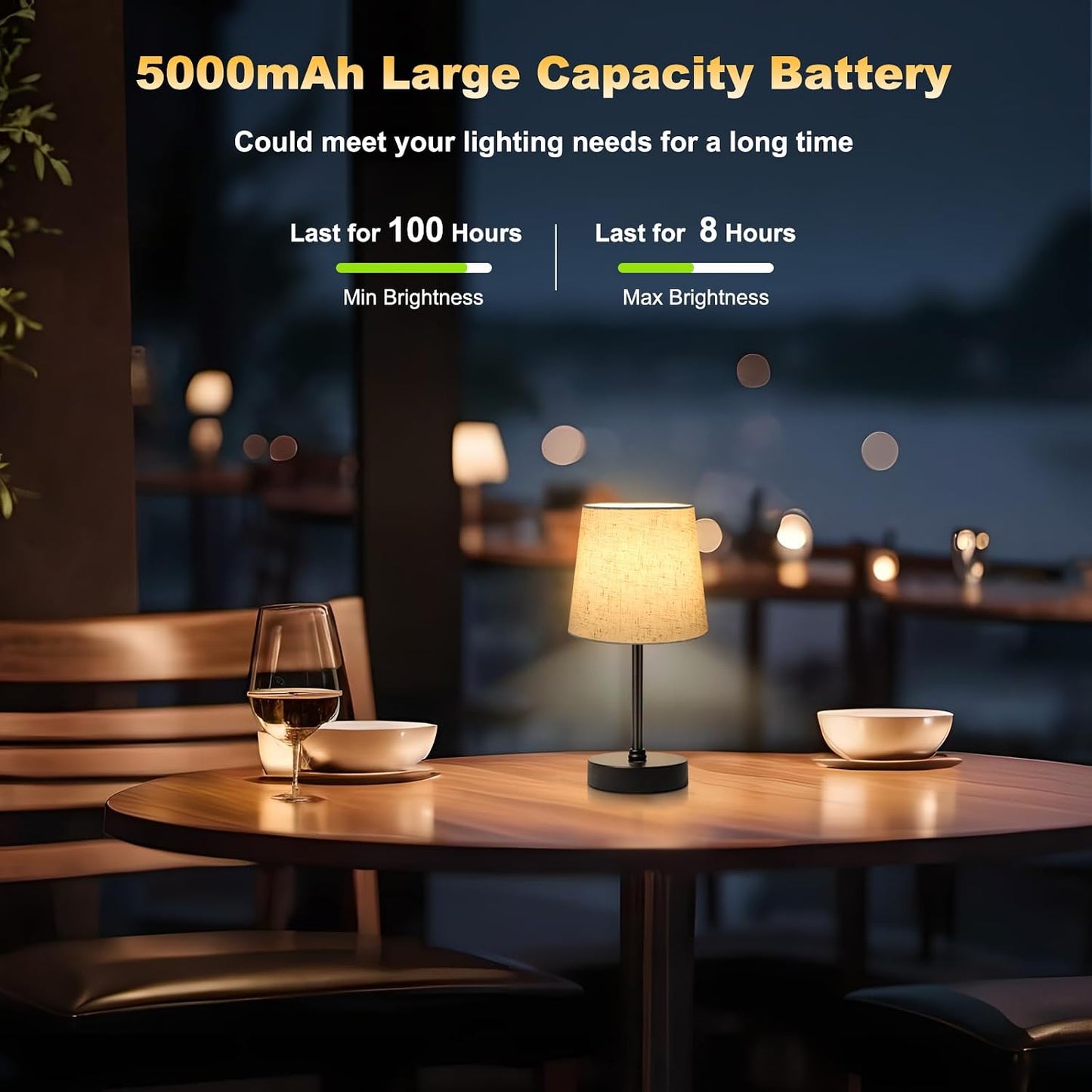 Wowag Small Cordless Table Lamp,5000mAh Rechargeable Battery Operated Desk Lamp,3 Colors & 7 RGB Stepless Dimmable