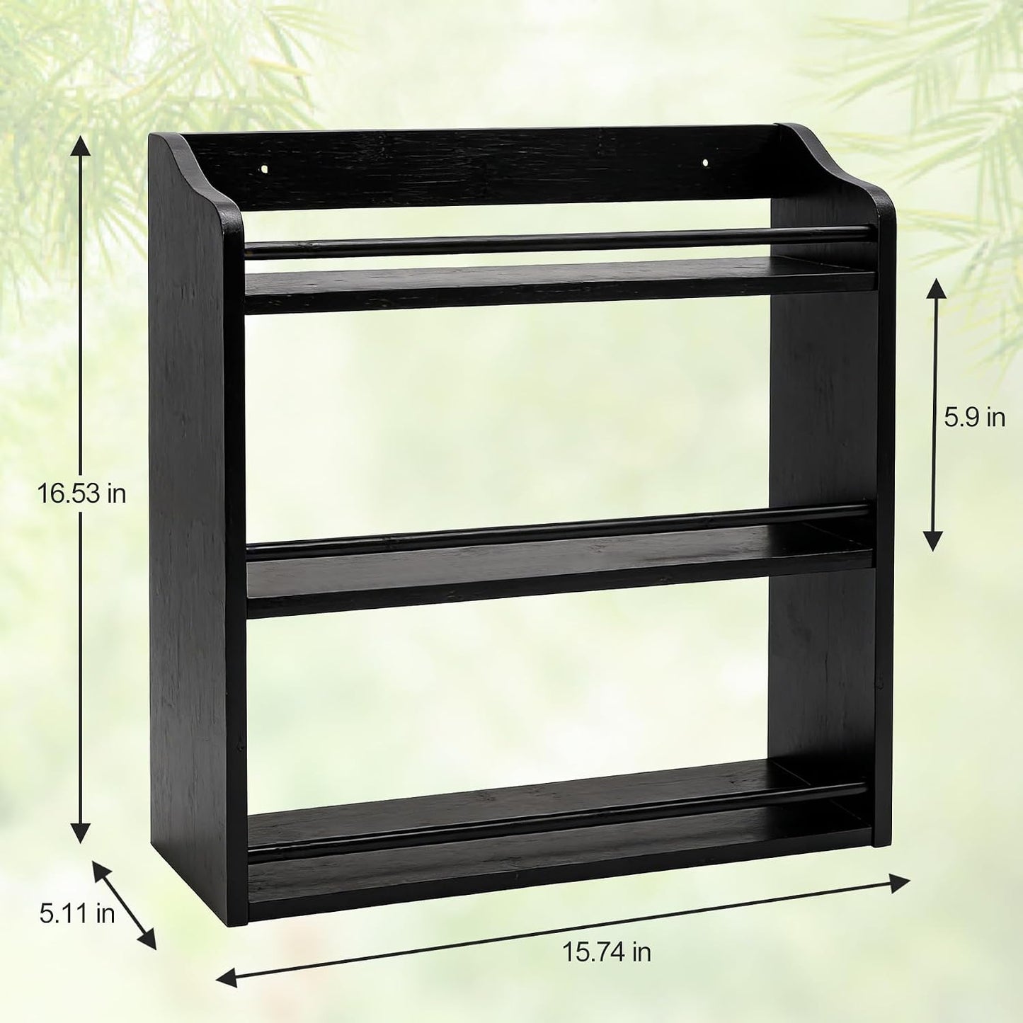 3 Tier Bamboo Spice Rack Wall Mount or Countertop,Spice Organizer | Seasoning Jars Rack Spice Shelf Organizer for