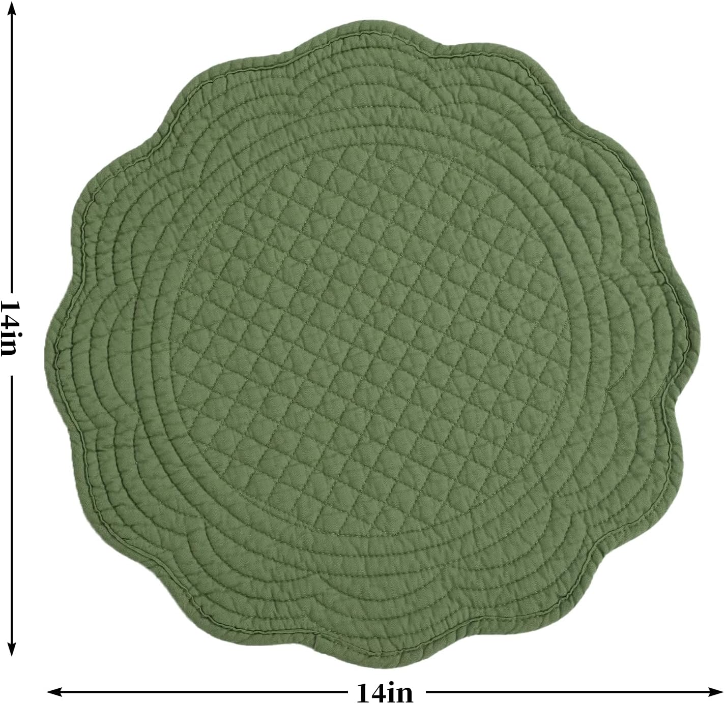 HOMBYS Quilted Placemats Set of 6 Washable Round Placemats for Kitchen Table-100% Cotton Fabric 14 Inch Round Table
