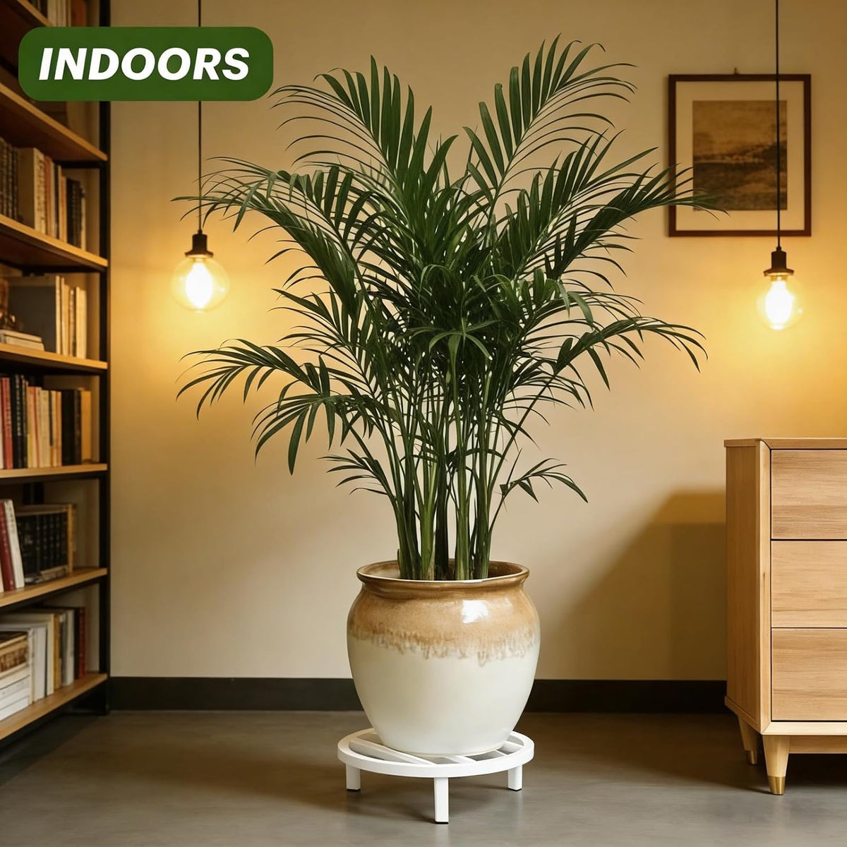 3 Pack 12 Inch Metal Plant Stands Outdoor Indoor Pot Riser,White | 240 LBS Capacity,Short and Low-Profile,Rugged and