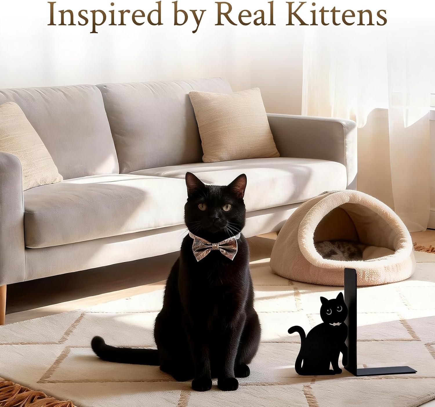 Decorative Book Ends Metal / Cats In Neckties / Black