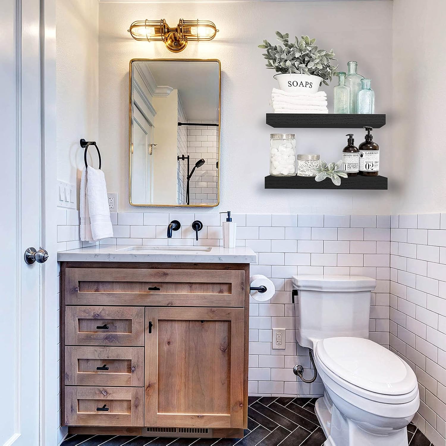 Bathroom Floating Shelves / 15.7 / Black