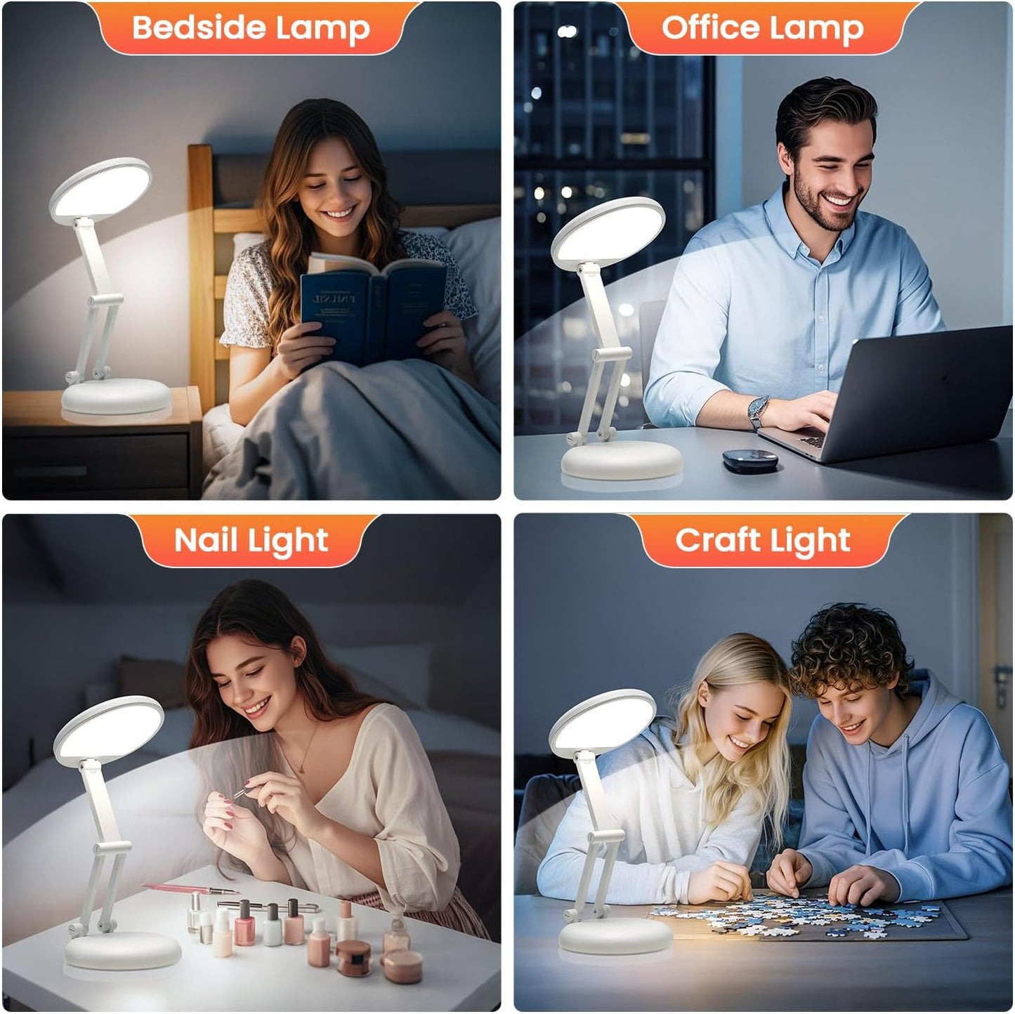 One Fire Rechargeable Table Lamp, 3600mAh Battery Operated Lamp Dorm Lamp | Cordless Lamp,10 Brightness,Portable,Small