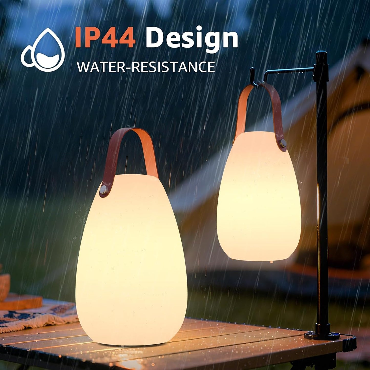 uuffoo 2 Pack Rechargeable Portable Table Lamp with Remote | Cordless RGB Lantern, Decorative LED Night Light, IP44