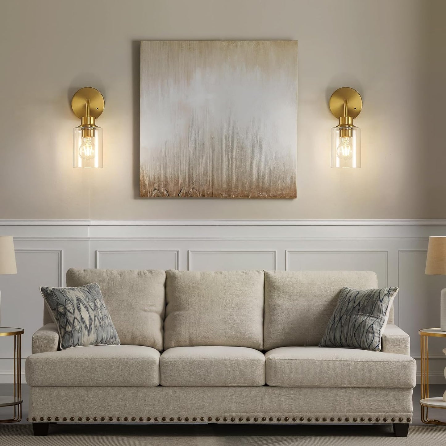Epinl Battery Operated Wall Sconce Set of Two - Dimmable Wireless Sconces Set of 2 with Remote Control, Cordless