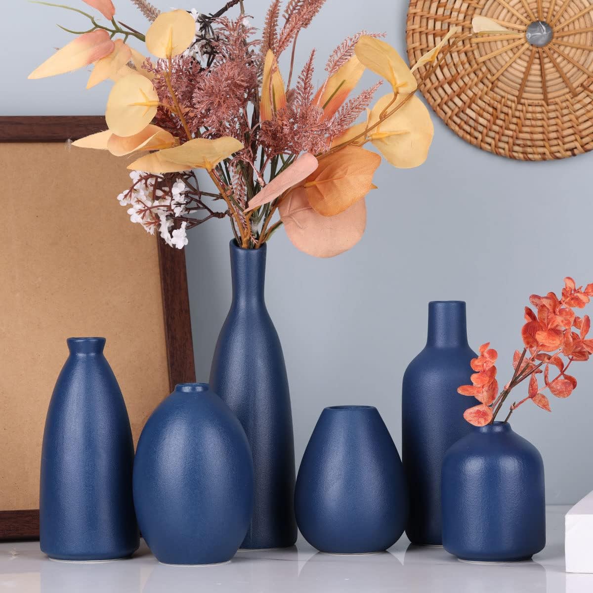 Blue Ceramic Vase / Blue Set / Set of 6