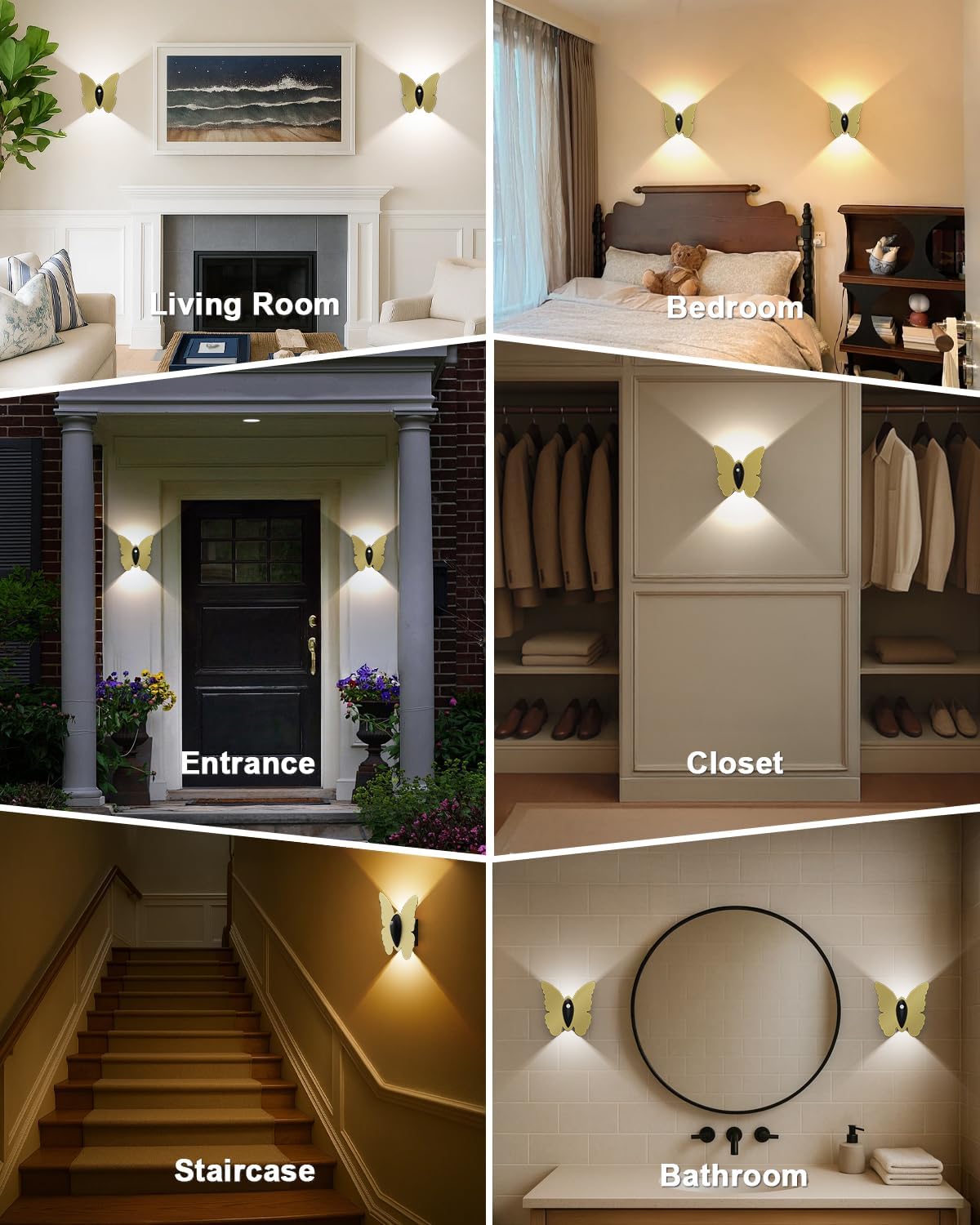 Eneru Motion Sensor Wall Sconce Set of 2, Rechargeable Wall Lights, Indoor | 5000mAh Battery Operated Wall Sconces