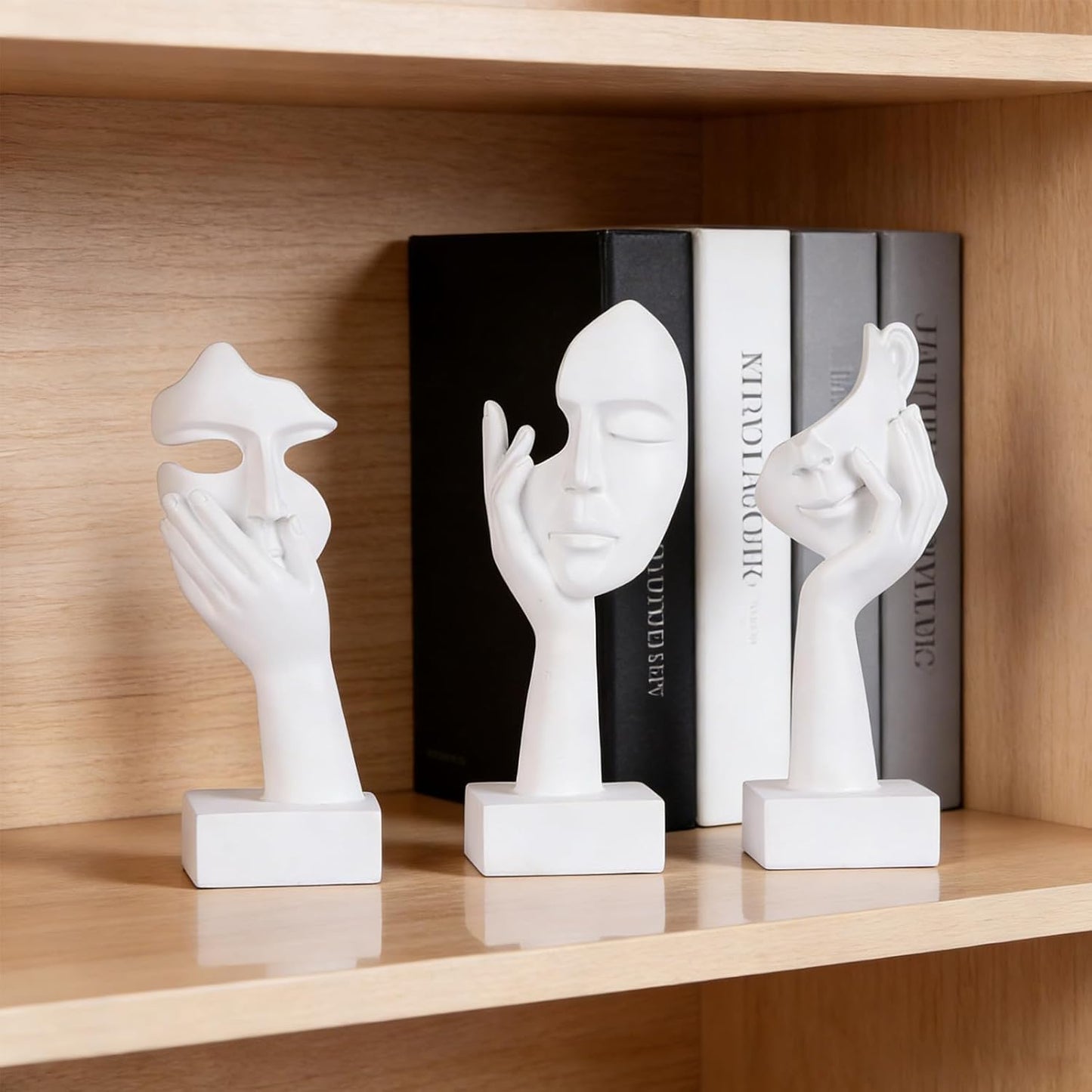 Art Abstract Home Accent Figurines for Decor Woman Apartment Bookshelf Floating / White / Set of 6