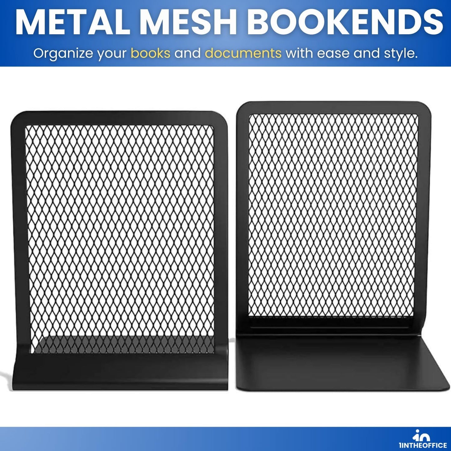 Metal Mesh Bookends Heavy Duty / Matte Black