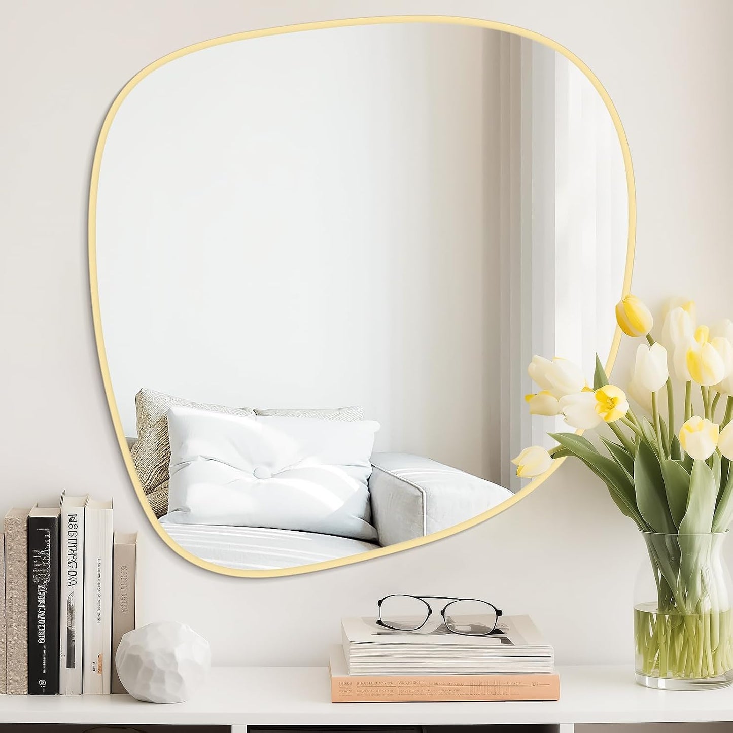 Irregular Wall Mirror / Gold New / 27"L x 26"W