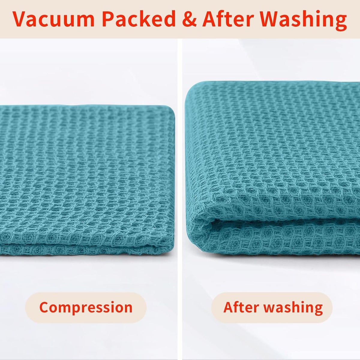 Homaxy 100% Cotton Waffle Weave Kitchen Dish Cloths 18-Pack, Lake Blue | 12 x 12 Inches, Ultra Soft Absorbent Dish