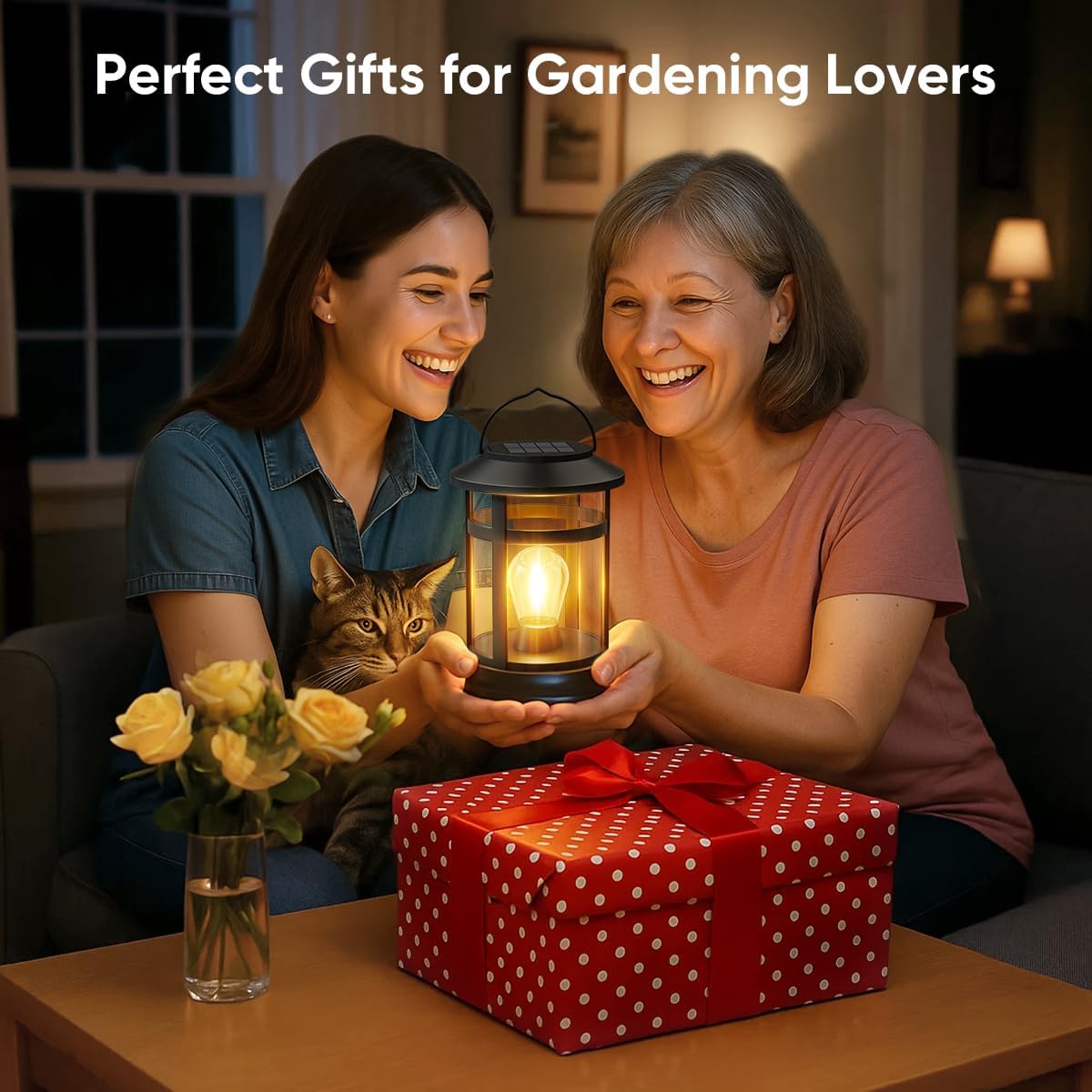 Solar Lanterns Outdoor Waterproof: 2 Pack Hanging Solar Lights for Outside | Solar Powered, 800 mAh Battery, Bright LED