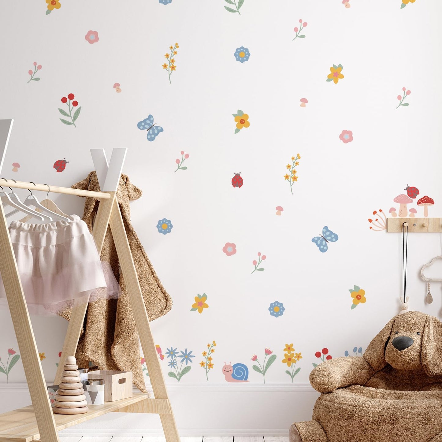 Boho Flower Wall Decal Stickers Butterfly Kids Toddler / Flower B / 8.66inches*6.3inches*12sheets