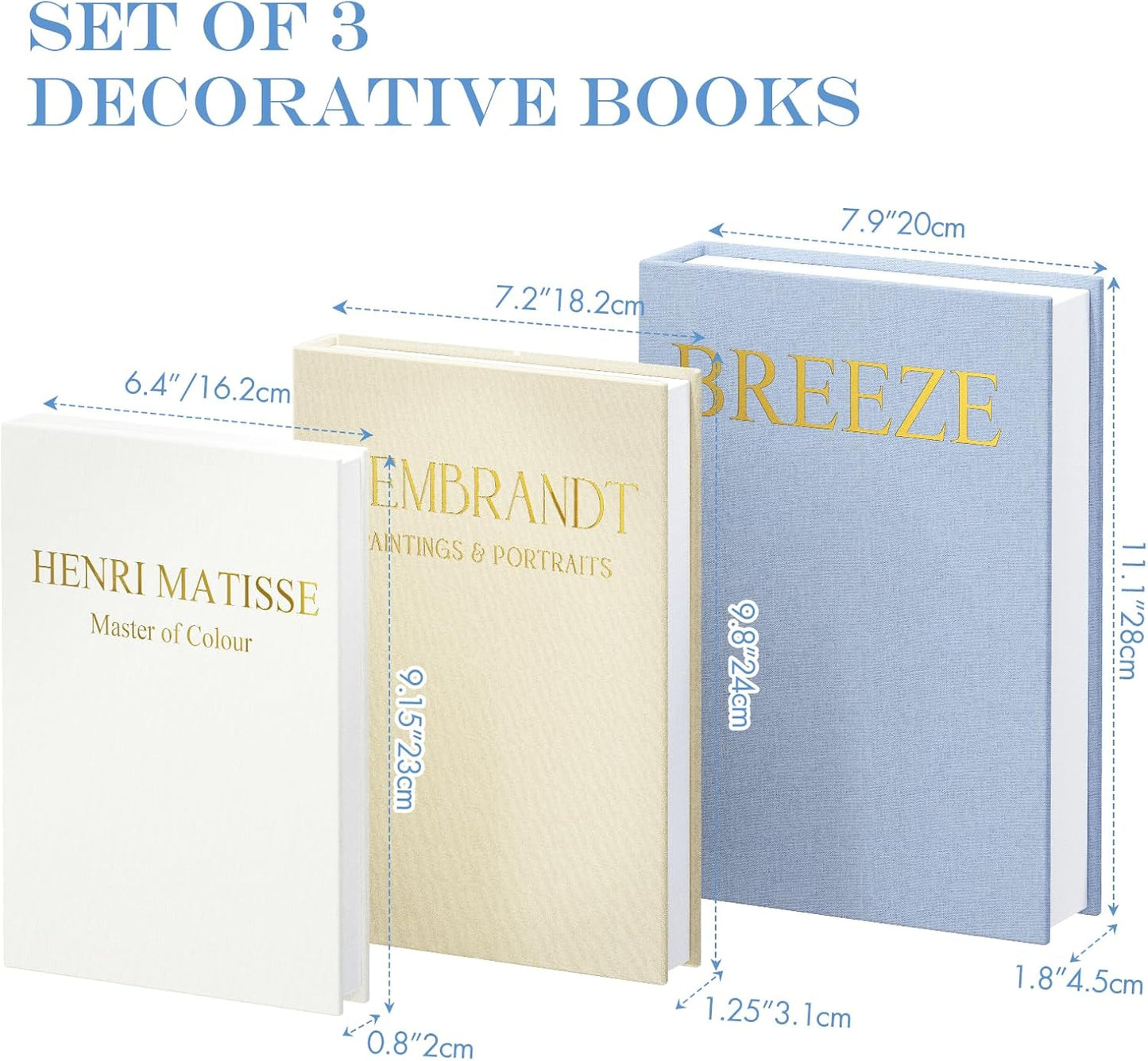 Faux Storage Boxes / Blue-beige-off-white / Set of 3