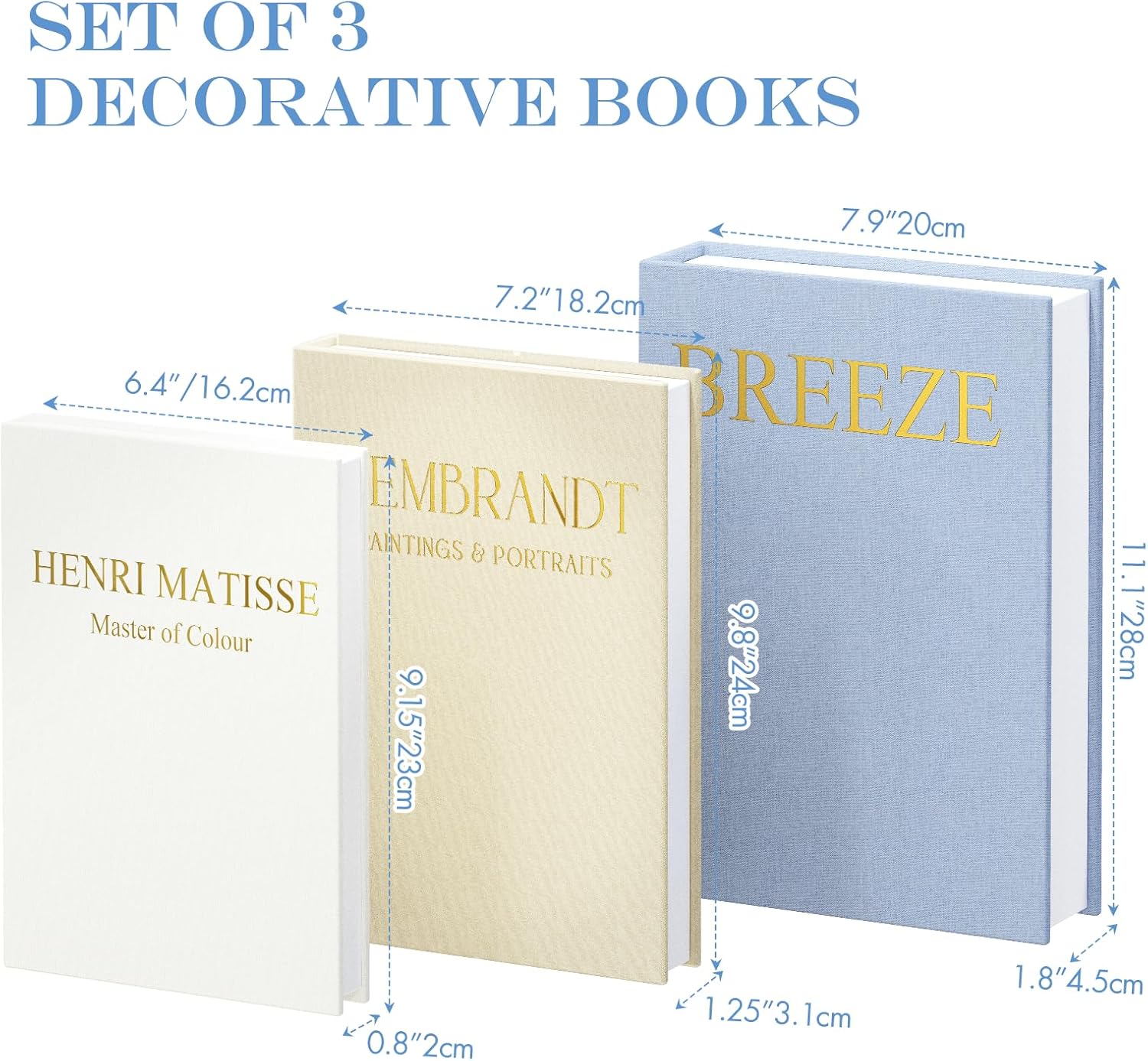 Faux Storage Boxes / Blue-beige-off-white / Set of 3