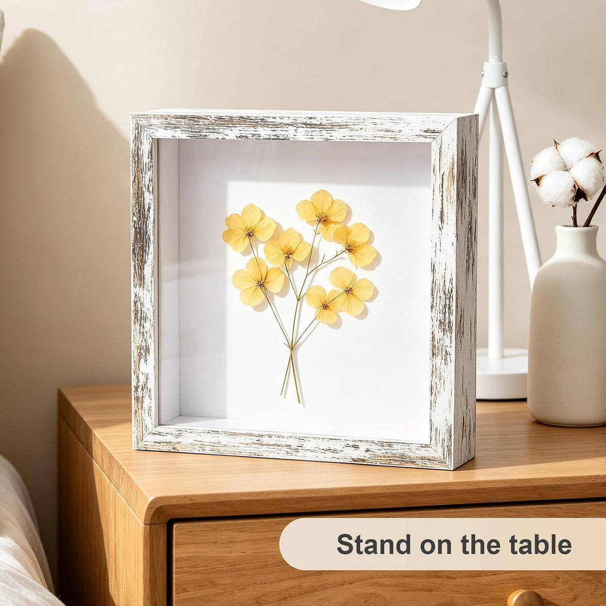 4 Pack 12x12 Shadow Box Frame Display Cases 3D Wood Deep Shadow Boxes | Shadow Display Frames with Stand, for Dried
