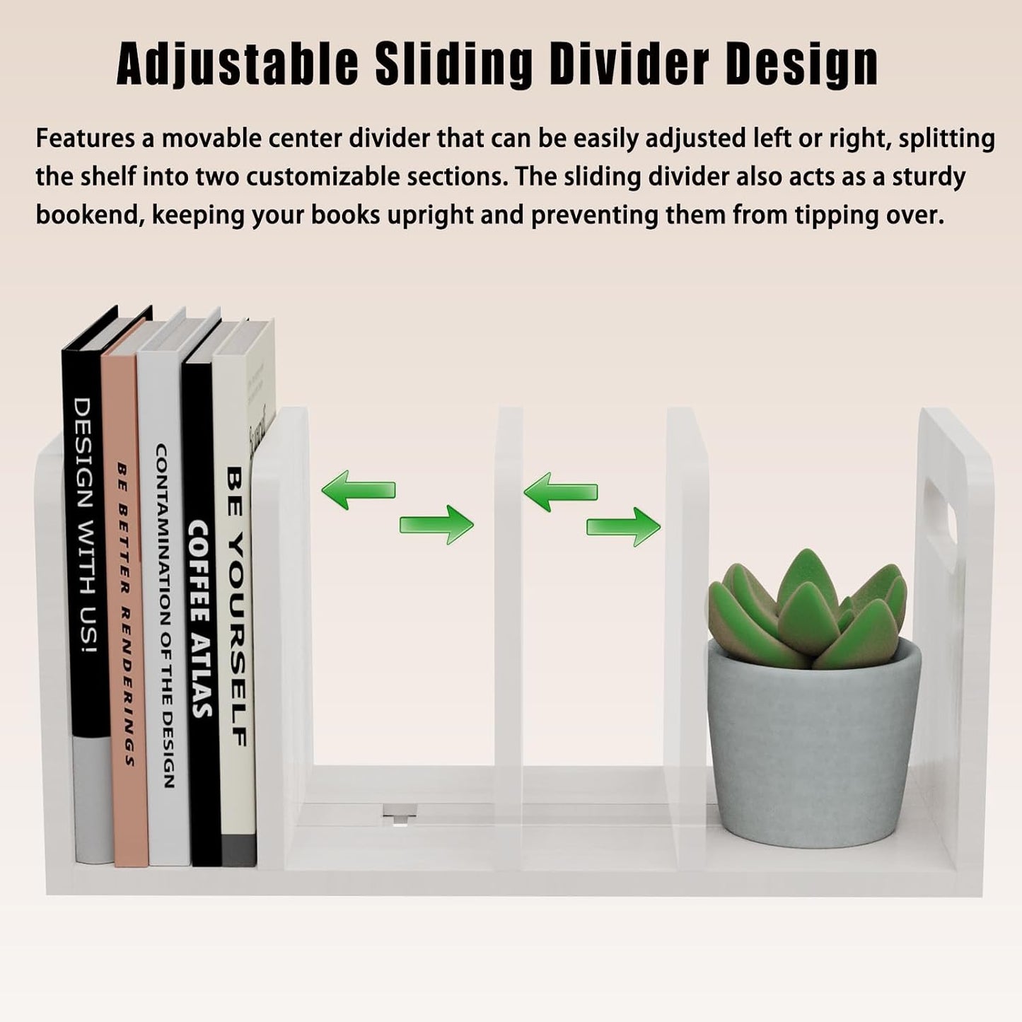 100% Solid Wood Adjustable Desktop Bookshelf / White