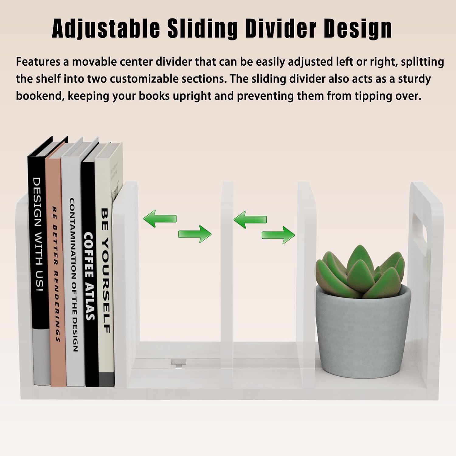 100% Solid Wood Adjustable Desktop Bookshelf / White