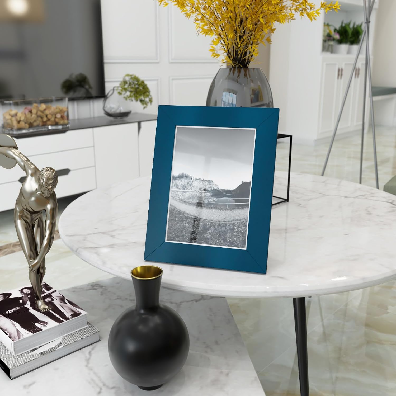 Border Wallpaper Peel and Stick Bathroom Mirror Frame Waterproof Removable / 3 x 600 / Navy Blue