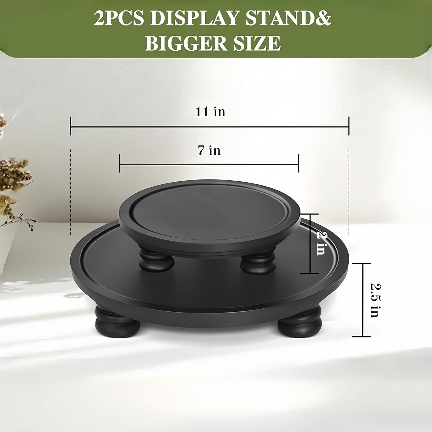 Round Wood Tray Decor / Set of 2