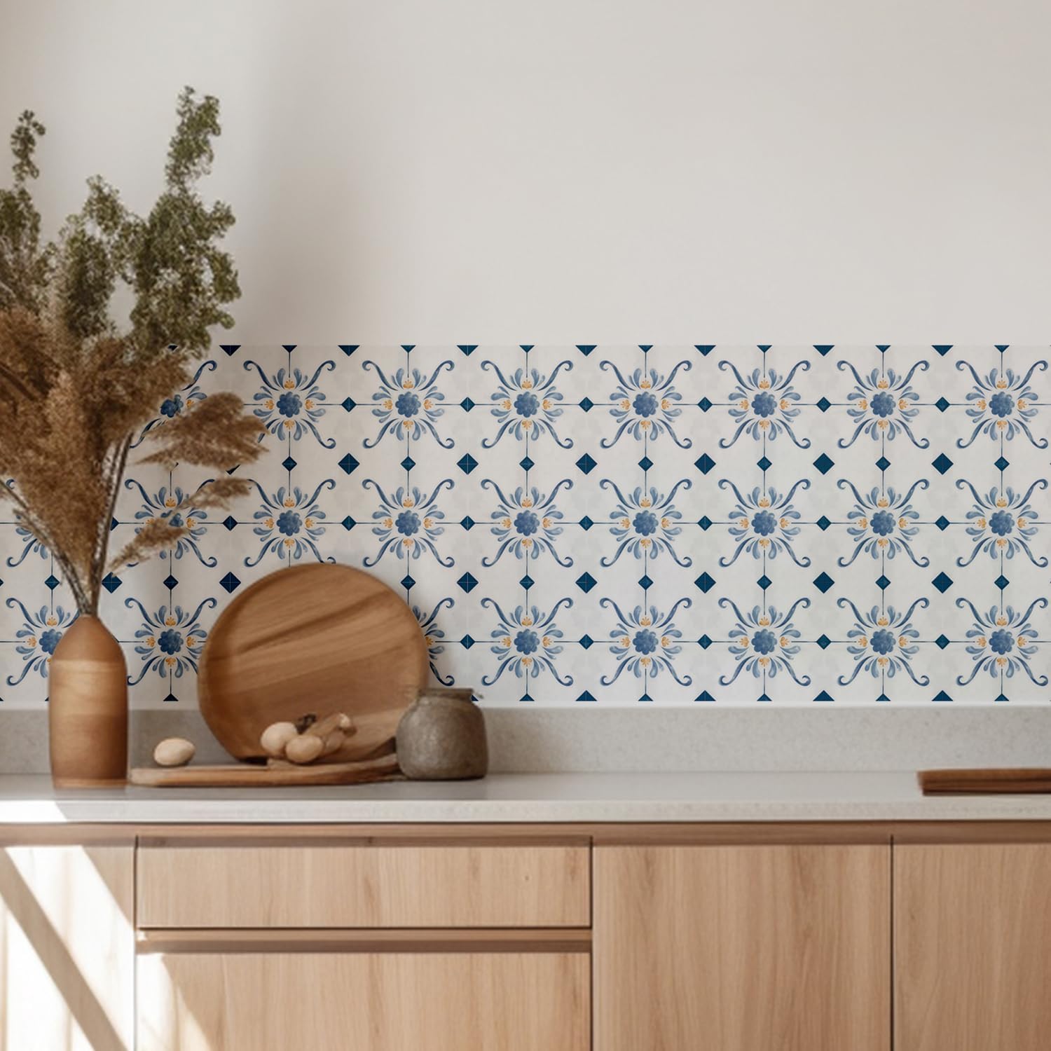 Gold Tile Decals / Blue / 5.9 Inch / Set of 16