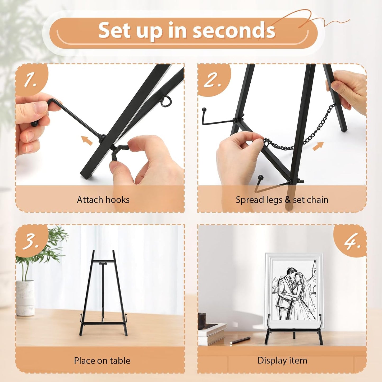 Metal Easel Stand for Sign / Black / 13.3 Inch